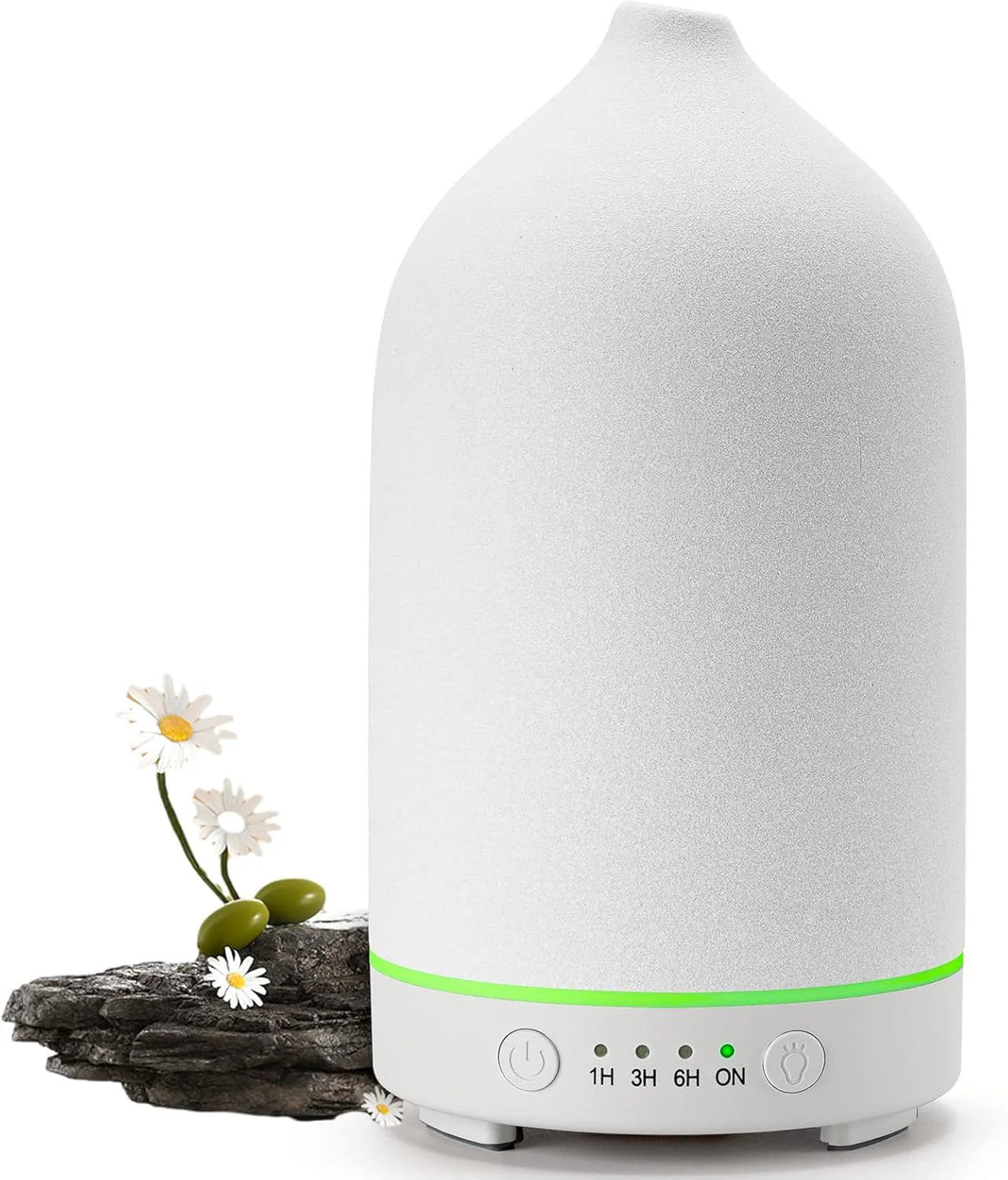Aromisca Keramik Aroma-Diffuser | 100 ml Ultraschall-Luftbefeuchter | 7 LED-Farben & Timer | Handgefertigter Stil | EU-Stecker