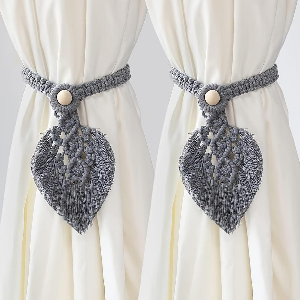 Soltana Vorhangbänder | Handgeknüpftes Boho-Design | 100 % Baumwolle | Für Wohnzimmer & Schlafzimmer