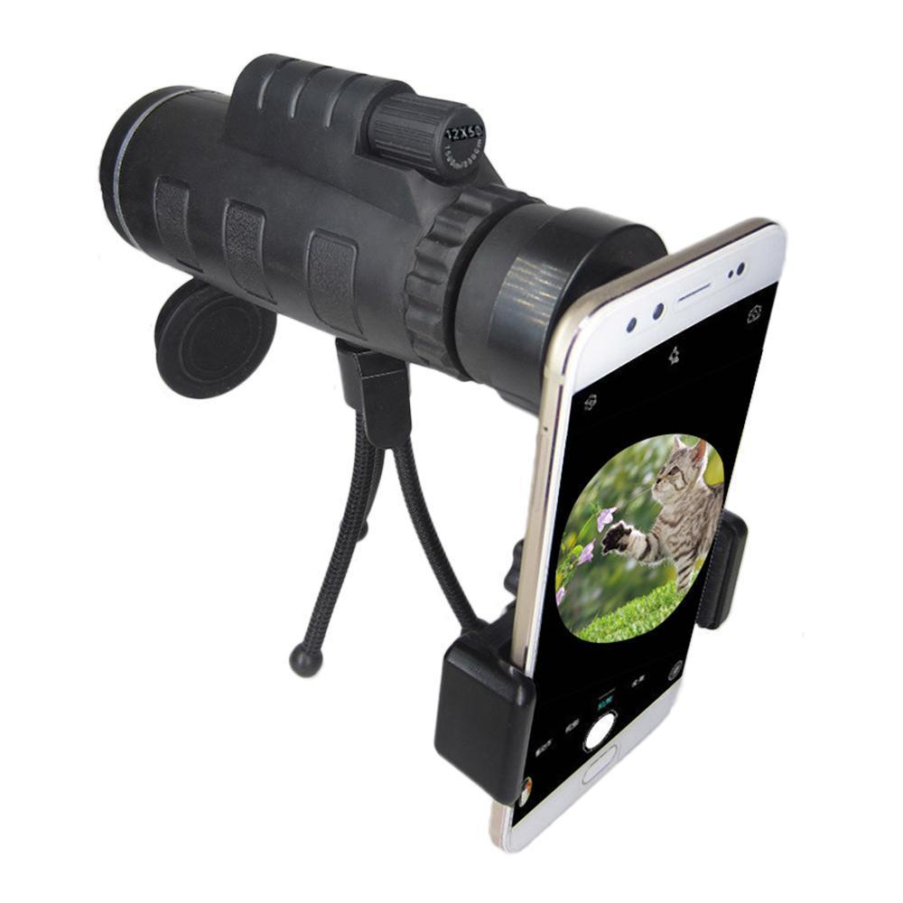 Zoomalis Monokular 12x50 | Handyadapter & Stativ | Wasserdicht & Kompakt | Für Outdoor & Reisen