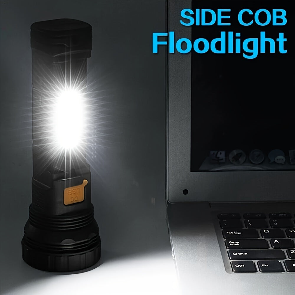 LED-Taschenlampe Solaytor Pro | Solar LumaPower | LED-Taschenlampe Solar & USB | Mit COB-Seitenlicht & Wasserdicht | Perfekt für Outdoor& USB Aufladbar | Mit COB-Seitenlicht | Wasserdicht IP45 | 18 × 6 cm