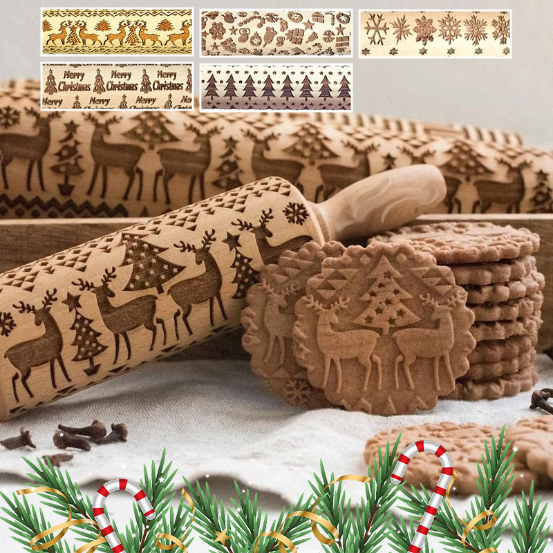 MerryRoll - Weihnachtliche Rolling Pins aus Holz [Letzter Tag Rabatt]
