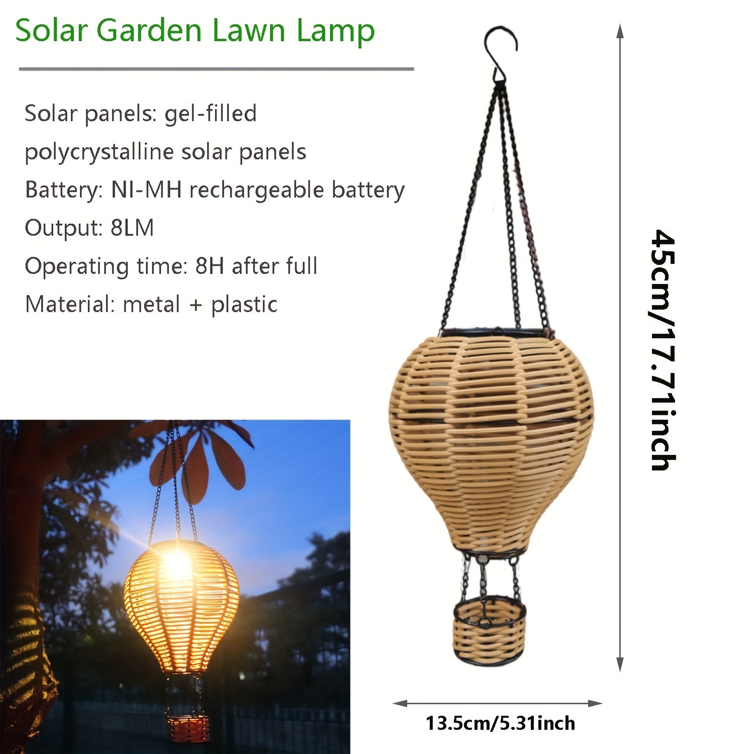 Luminario Balloon Light | Solarbetriebene Gartenleuchte | Warmweißes Licht | Einfach Aufhängen