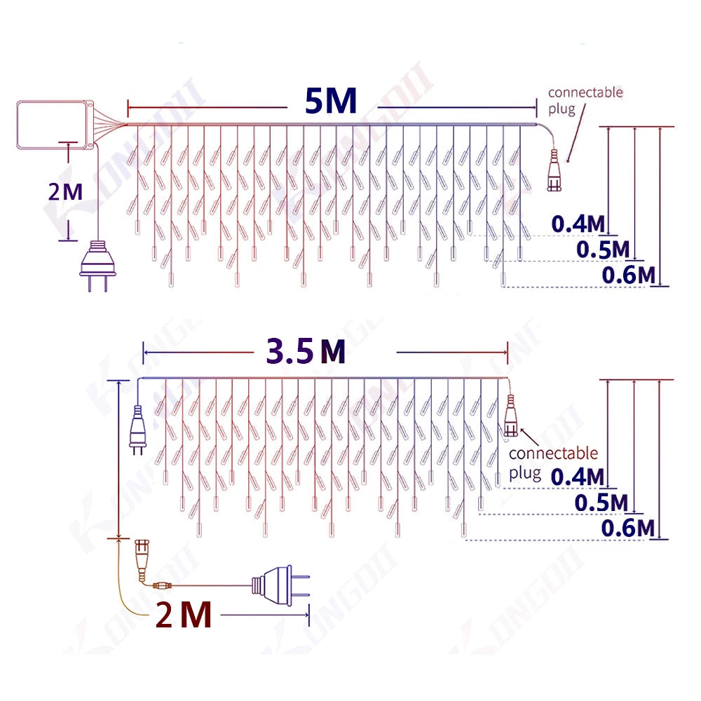 LED-Eiszapfenvorhanglichter Glacielle | Warmweiß, Kaltweiß oder RGB | 3,5–40 m | Wasserdicht & anschließbar | Perfekt für Weihnachten, Hochzeit & Außendekoration