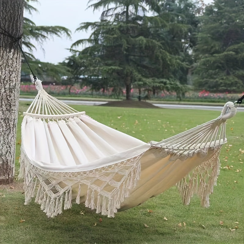 Calyma DuoHammock | Boho-Hängematte für 2 Personen | Weiche Baumwolle & Pompons | Für Innen & Außen