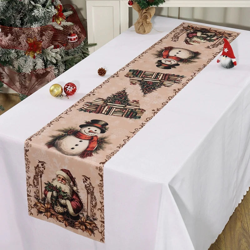 FestiLoom Weihnachtstischläufer | „Frohe Weihnachten“ Muster | 100 % Polyester | Festliche Dekoration für Weihnachten & Neujahr 2025/2026