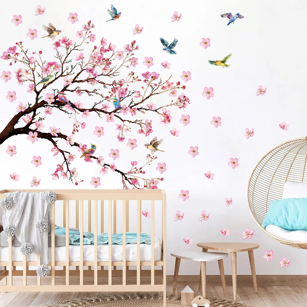 Wandsticker Aquarellea | Aquarell Vögel und Blumen | Abnehmbare Wanddekoration für Wohnzimmer, Schlafzimmer & Kinderzimmer | Umweltfreundlich & Rückstandsfrei