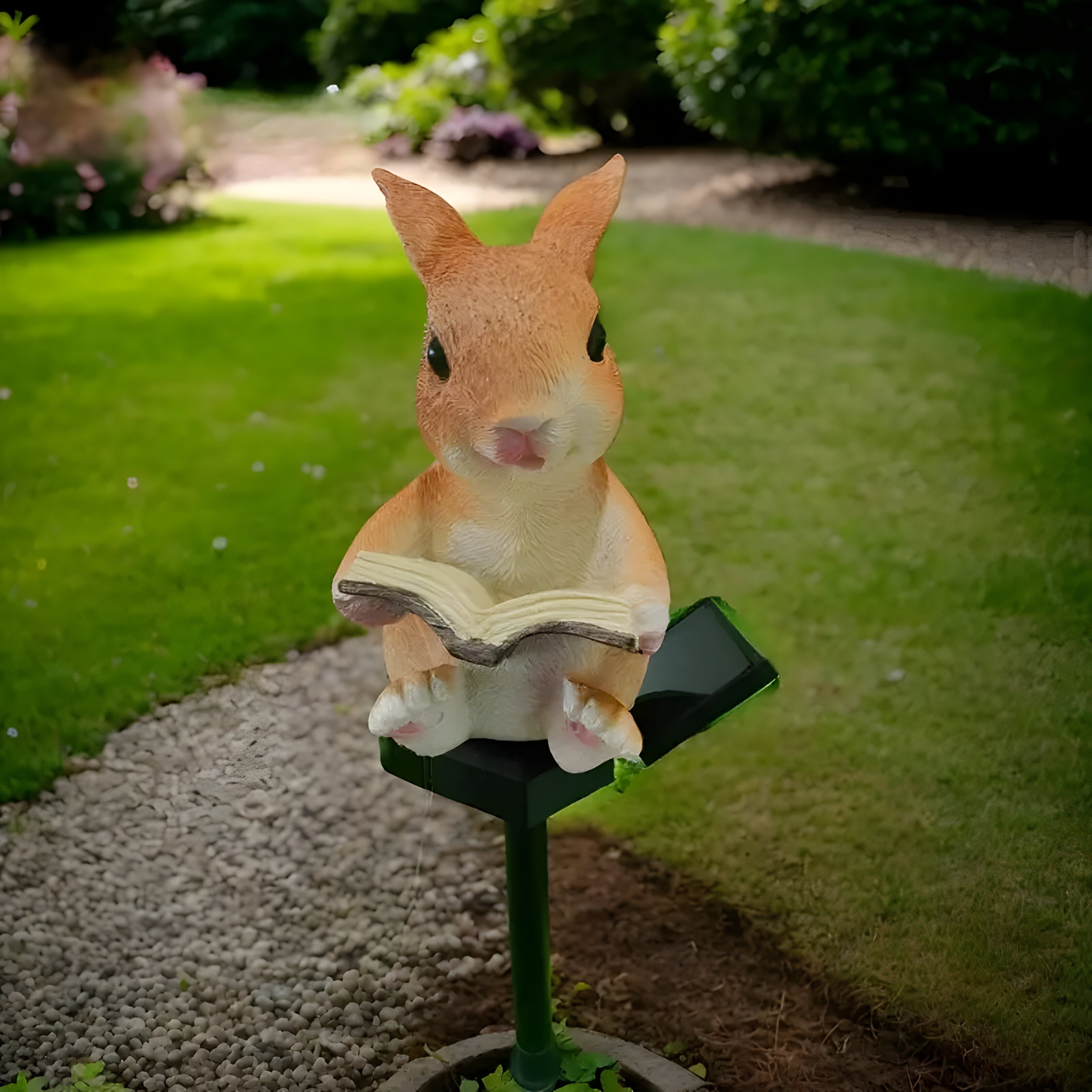 LumiHare Solar Gartenleuchte | Lesender Hase Figur mit LED | Wetterfest & Langlebig | Für Garten, Terrasse & Balkon