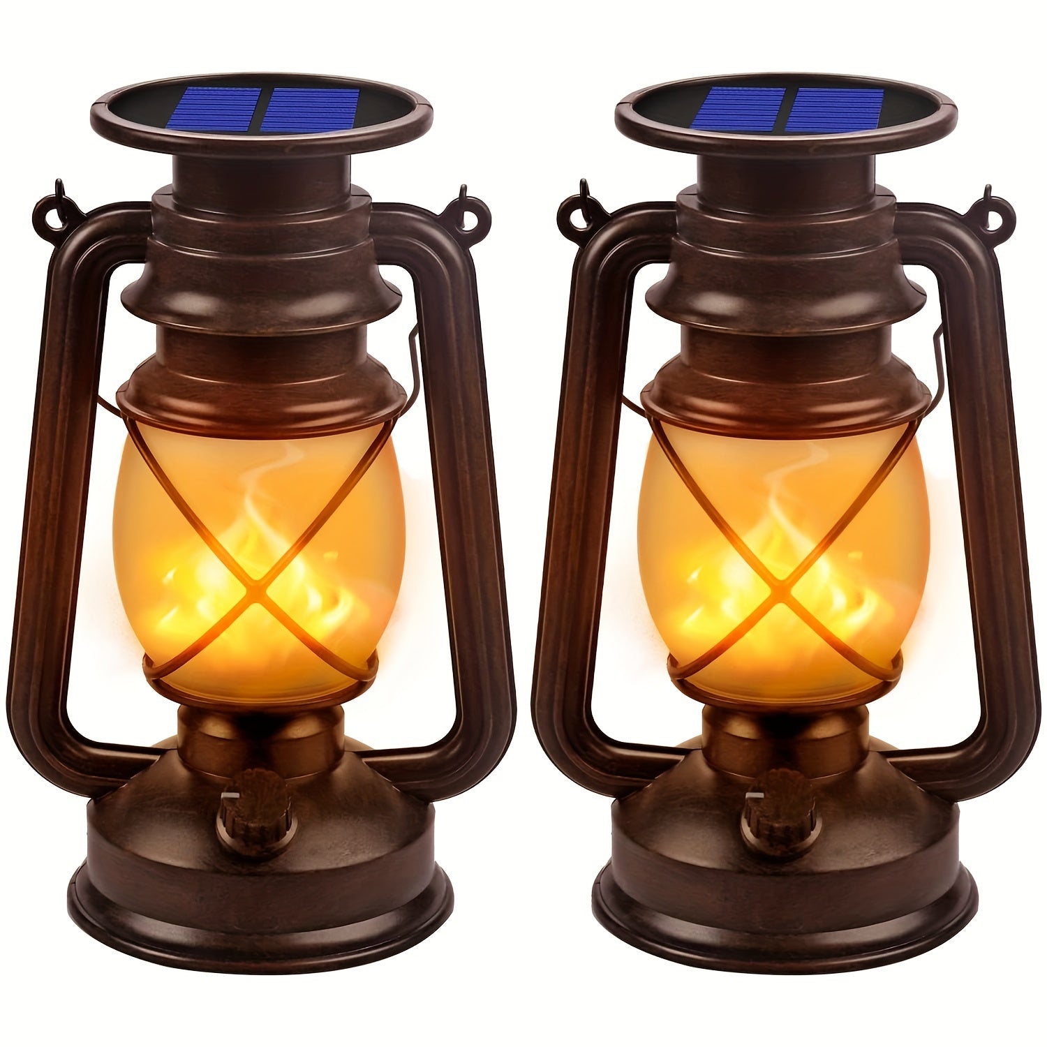 SolaraFlare Solar Lanterns | Realistischer Flammeneffekt | Solarbetrieben | Metall & Kunststoff