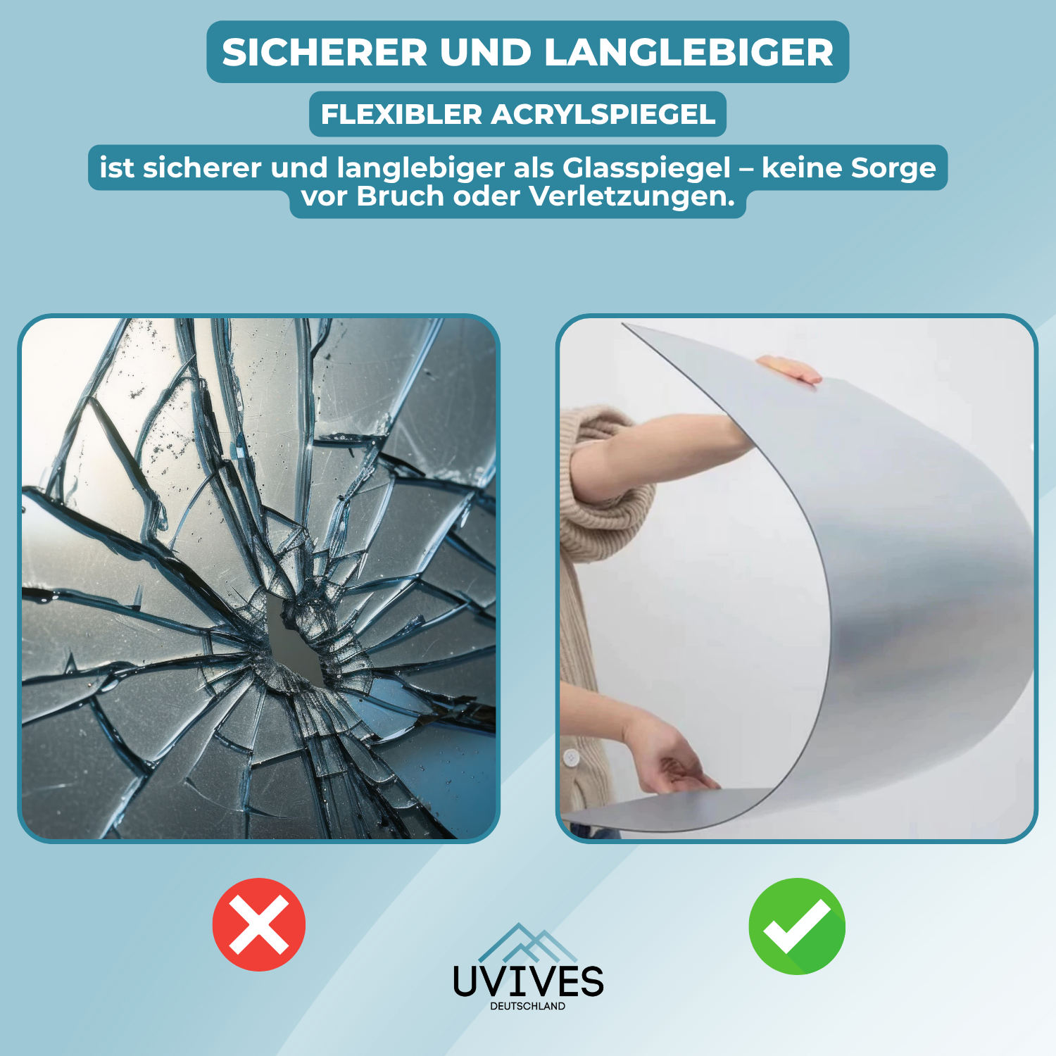 SafeReflect™ – Die bruchsichere, selbstklebende Spiegelfolie