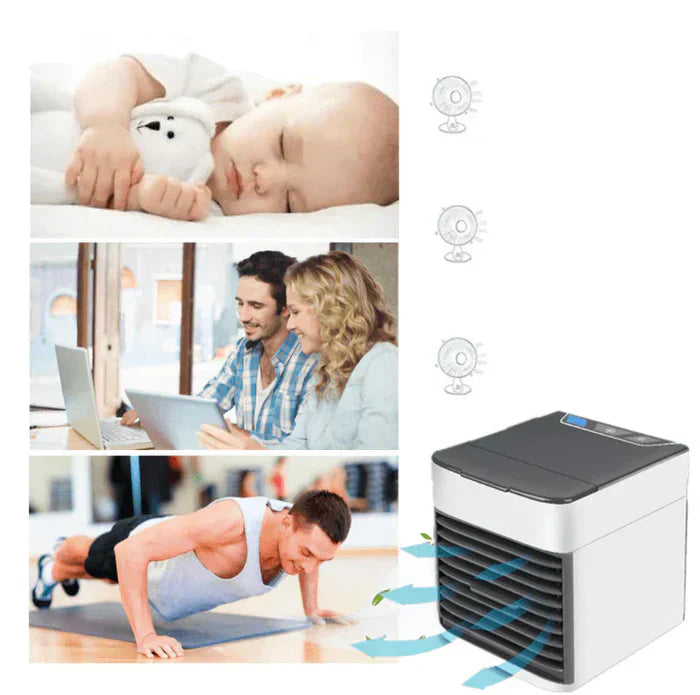 BreezeSphere Mini Klimagerät | 3-in-1 Kühlung & Befeuchtung | Kompakt & Leise | Mit LED-Nachtlicht | Für Zuhause & Büro