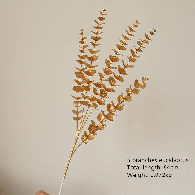 Aurivelle Gold Kollektion | Künstliche Palm-, Ginkgo- & Eukalyptusblätter mit Rosen & Hortensien | Anspruchsvolle Dekorationsblumen für Hochzeit & Zuhause