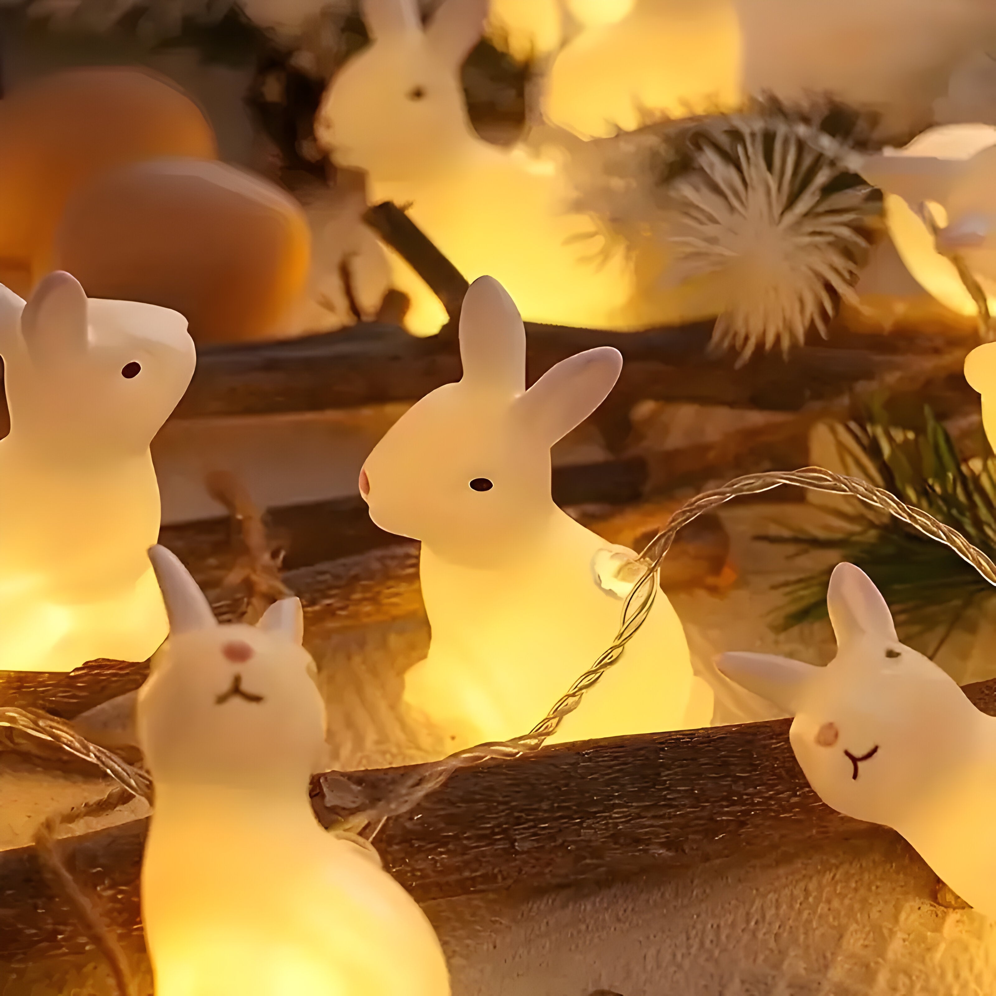 BunnyGlow LED Hasen-Lichterkette | Vintage-Deko & Batteriebetrieben | Für Ostern, Kinderzimmer & Wohnzimmer | Nostalgischer Charme