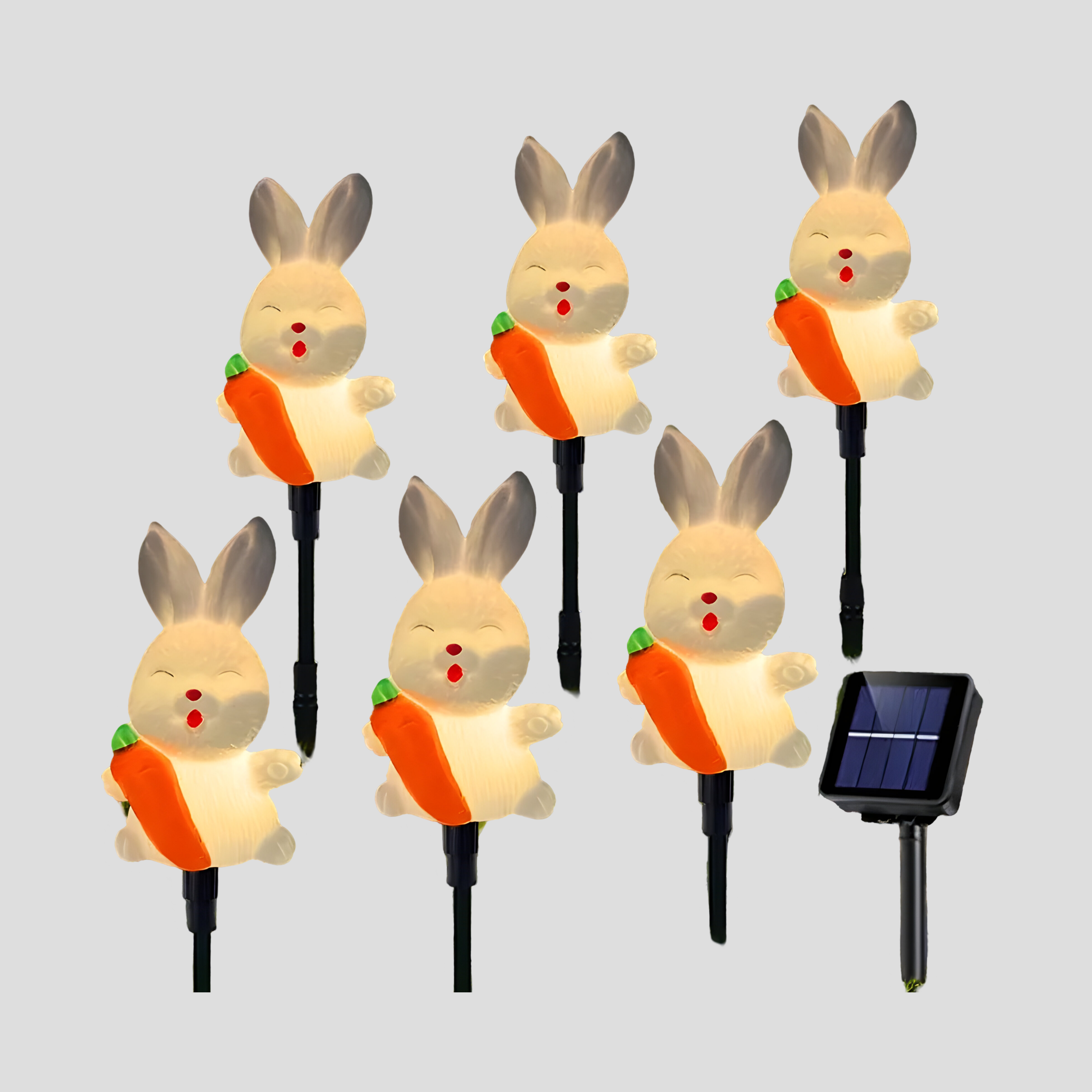 EasterGlow Solar Osterhasenlichter | LED Figuren im 6er-Set | Wetterfest & Stromsparend | Für Garten, Terrasse & Wege