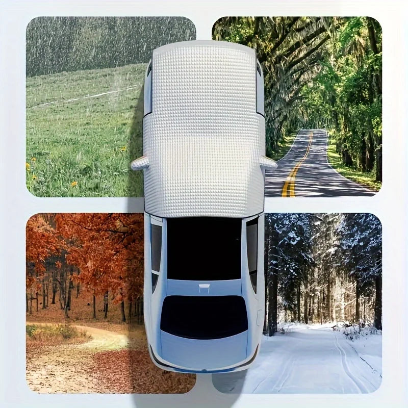 FrostShield Max | Frontscheiben-Abdeckung für Autos | Schutz gegen Wind & Frost | Kombinierter Sonnen- & Eisschutz | Ganzjahresabdeckung