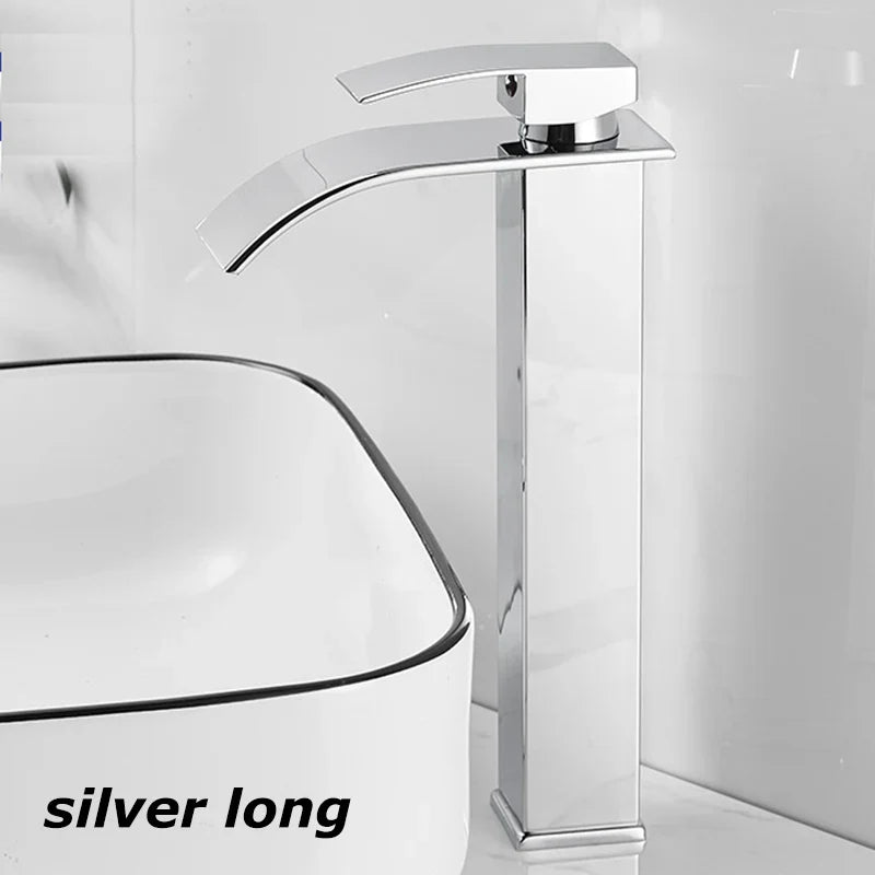 Vantura Flow | Waschtischarmatur mit Wasserfall | Edelstahl Schwarz Matt | Für Modernes Bad