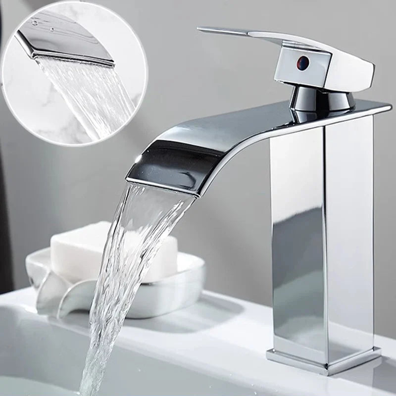 Vantura Flow | Waschtischarmatur mit Wasserfall | Edelstahl Schwarz Matt | Für Modernes Bad