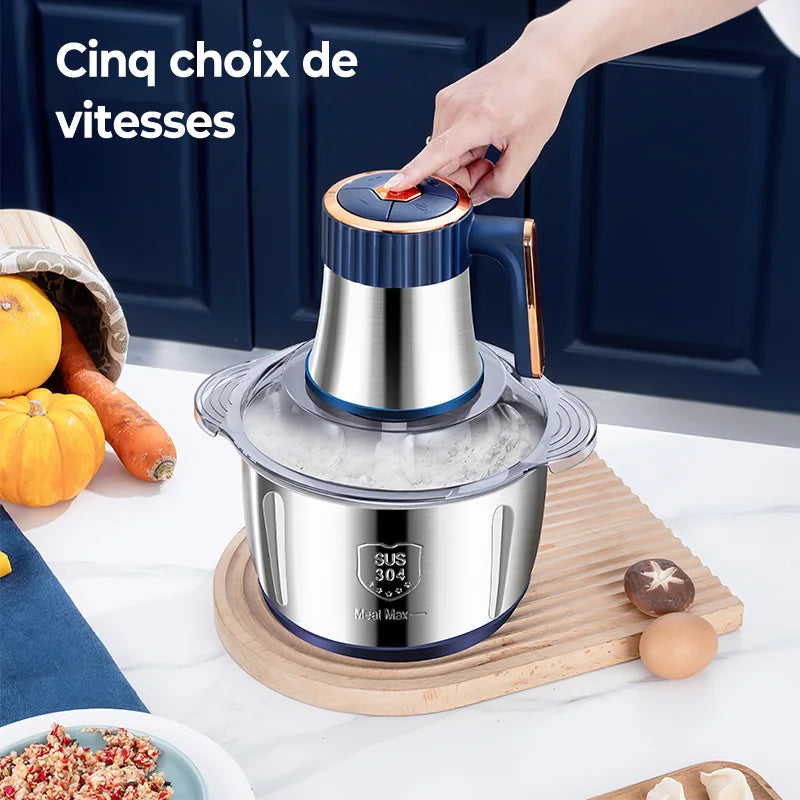 Chefino Mixer | 500W Leistung | 6 Edelstahlklingen | 5 Stufen | 5L Edelstahl