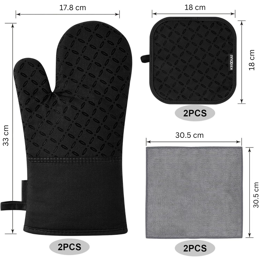 GripTiva HeatSet | Silikon-Ofenhandschuhe 6-teilig | Hitzebeständig bis 260 °C