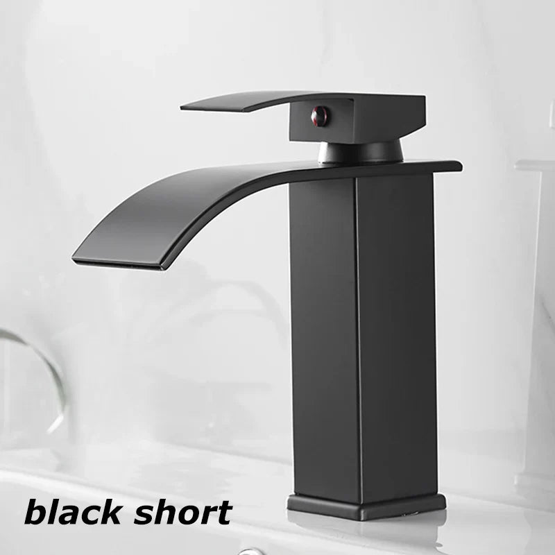 Vantura Flow | Waschtischarmatur mit Wasserfall | Edelstahl Schwarz Matt | Für Modernes Bad