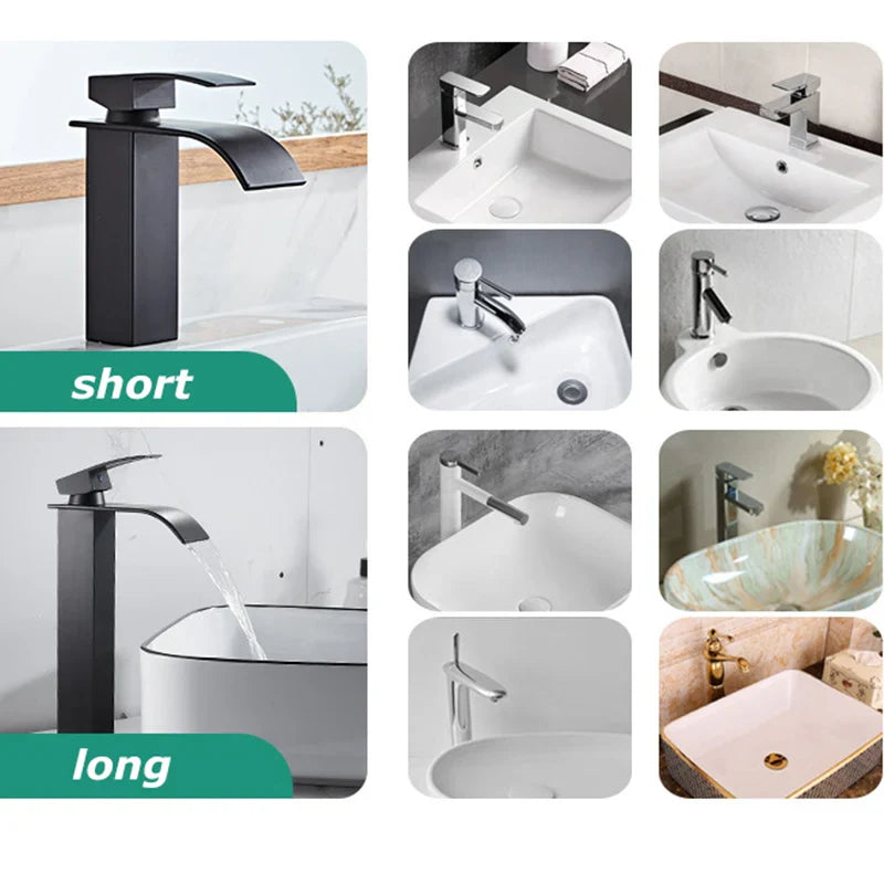 Vantura Flow | Waschtischarmatur mit Wasserfall | Edelstahl Schwarz Matt | Für Modernes Bad