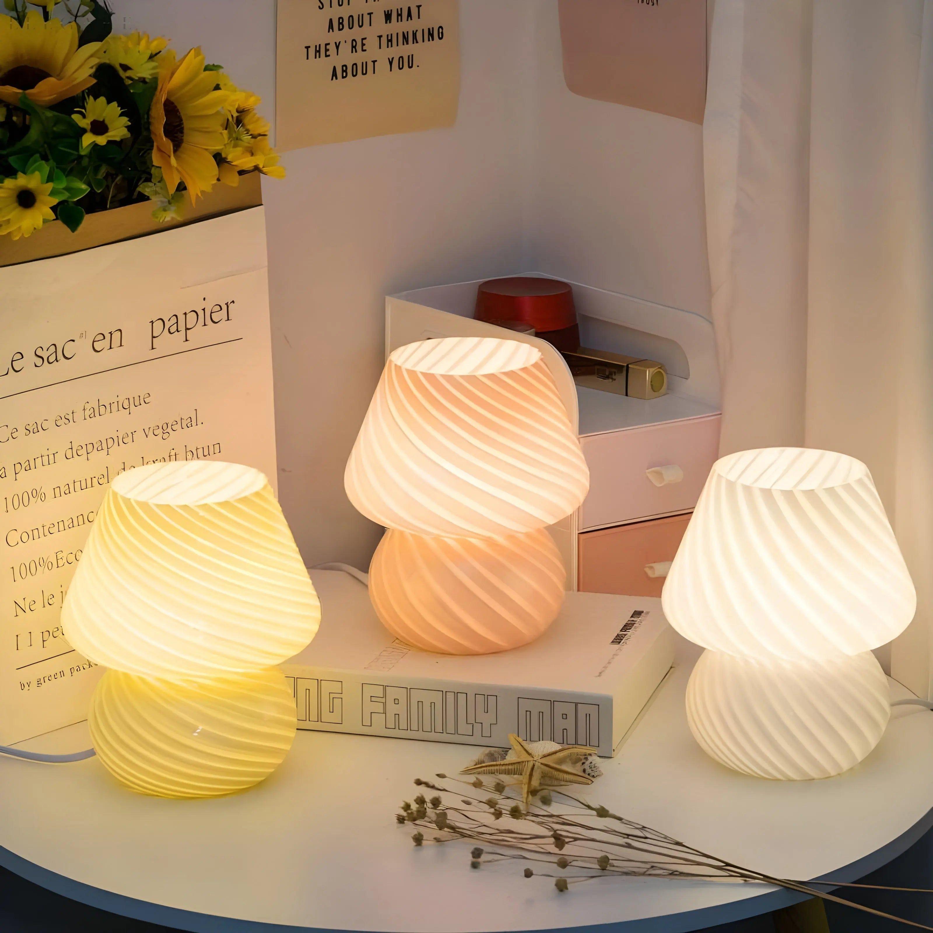 VeraGlow LED Tischlampe | Retro Pilzdesign mit Dimmbarem Licht | 5 Farben & Energieeffizient
