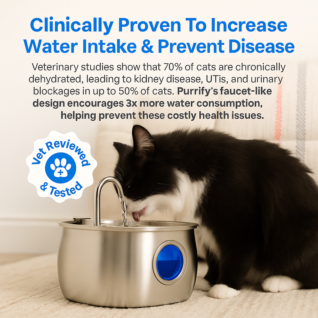 Aquaelix Trinkbrunnen Katze | Edelstahl & Hygienisch | Leise Pumpe | 2,5 L Volumen | Für Gesunde Hydration