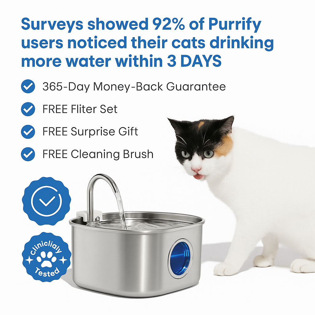 Aquaelix Trinkbrunnen Katze | Edelstahl & Hygienisch | Leise Pumpe | 2,5 L Volumen | Für Gesunde Hydration