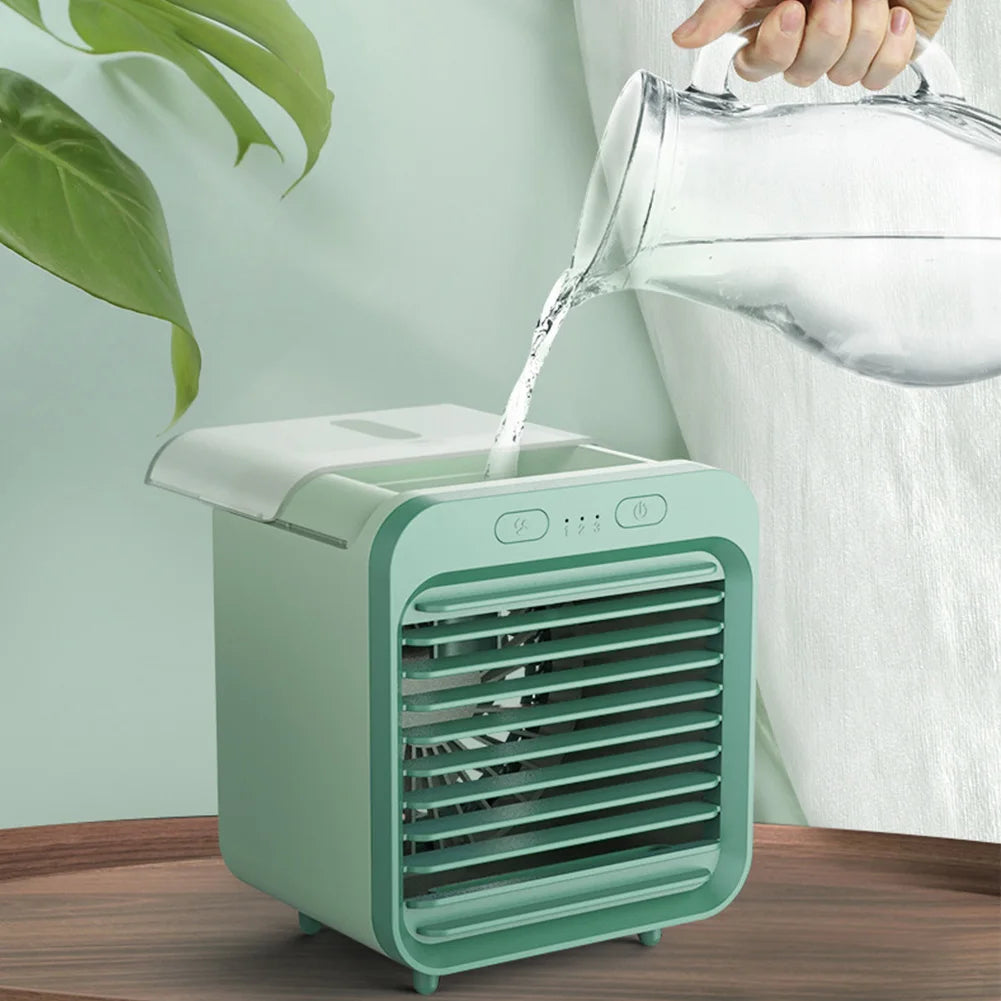 Aervilo Mini Aircooler | 3-in-1 Kühler & Ventilator | Mit Eiswasserfunktion | USB & Akku | Ideal Für Büro, Reisen & Zuhause
