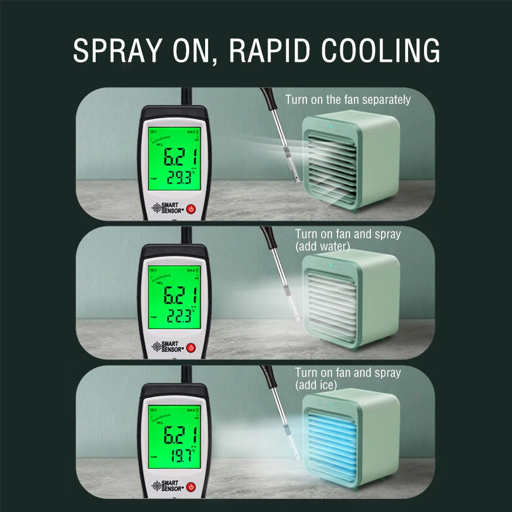 Aervilo Mini Aircooler | 3-in-1 Kühler & Ventilator | Mit Eiswasserfunktion | USB & Akku | Ideal Für Büro, Reisen & Zuhause