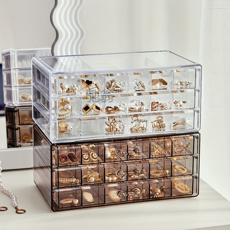 Jewelora | Schmuckbox Organizer | 3 Ebenen, 72 Fächer & transparenter Deckel | Ordnung & Schutz für Ringe, Ohrringe & Ketten