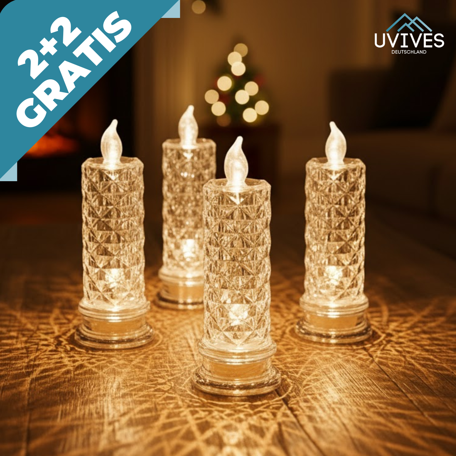 2+2 GRATIS | CrystalGlow – LED Kerzen mit funkelndem Kristall-Effekt!