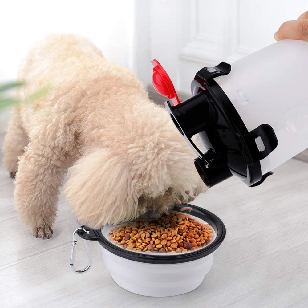 PawQuench 2-in-1 Trinkflasche | Für Hunde | Mit Snackfach & Rücklauf-Funktion | BPA-frei & Auslaufsicher