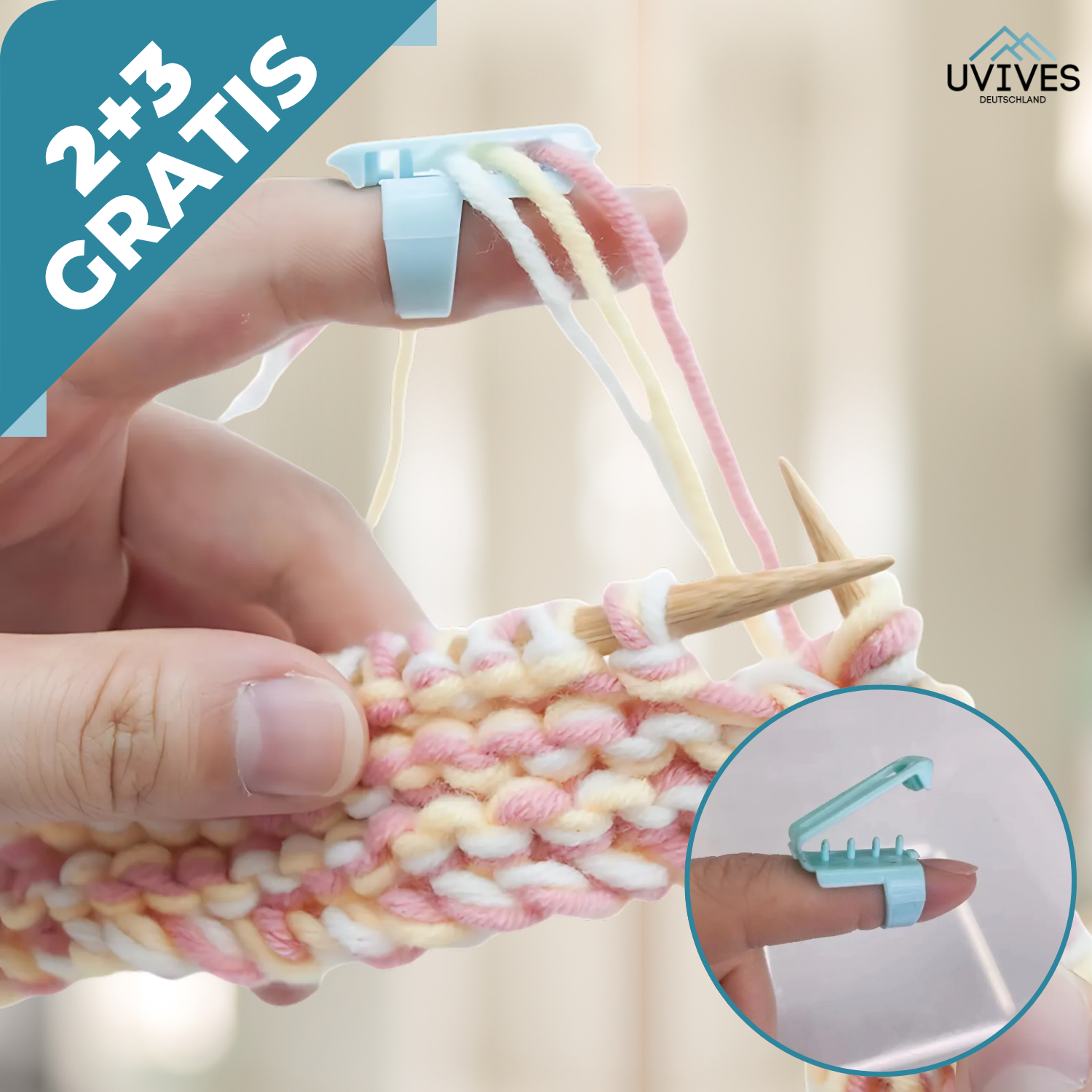 2+3 GRATIS | EasyThread™ – Der Garnführungsring für entspanntes Stricken