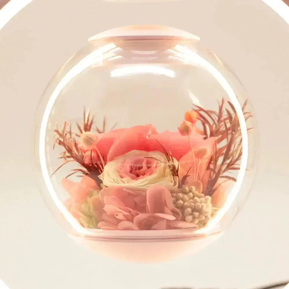 Lunafleur Levita | Schwebelampe mit Ewiger Blume | Magnetisches Designobjekt | LED-Stimmungslicht | Elegantes Wohnaccessoire