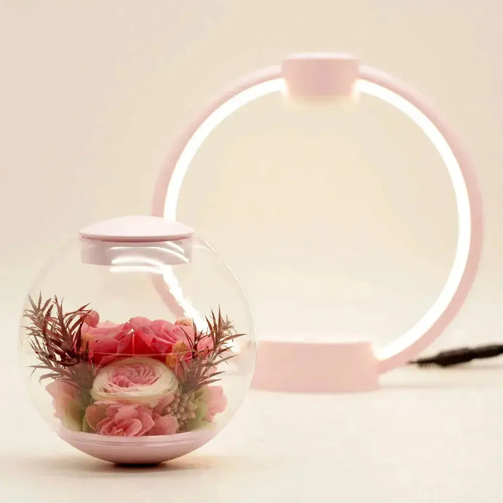 Lunafleur Levita | Schwebelampe mit Ewiger Blume | Magnetisches Designobjekt | LED-Stimmungslicht | Elegantes Wohnaccessoire