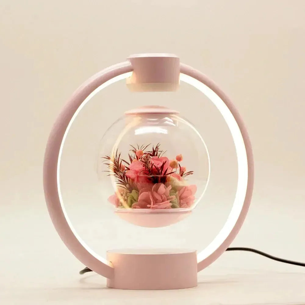 Lunafleur Levita | Schwebelampe mit Ewiger Blume | Magnetisches Designobjekt | LED-Stimmungslicht | Elegantes Wohnaccessoire