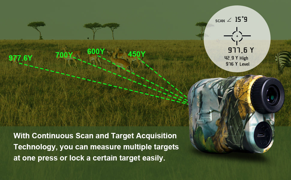 HawkSight | Laser-Entfernungsmesser bis 1000 m | USB-aufladbar, stoßfest & camouflagedesign | Für Jagd, Sport, Outdoor & Naturbeobachtung