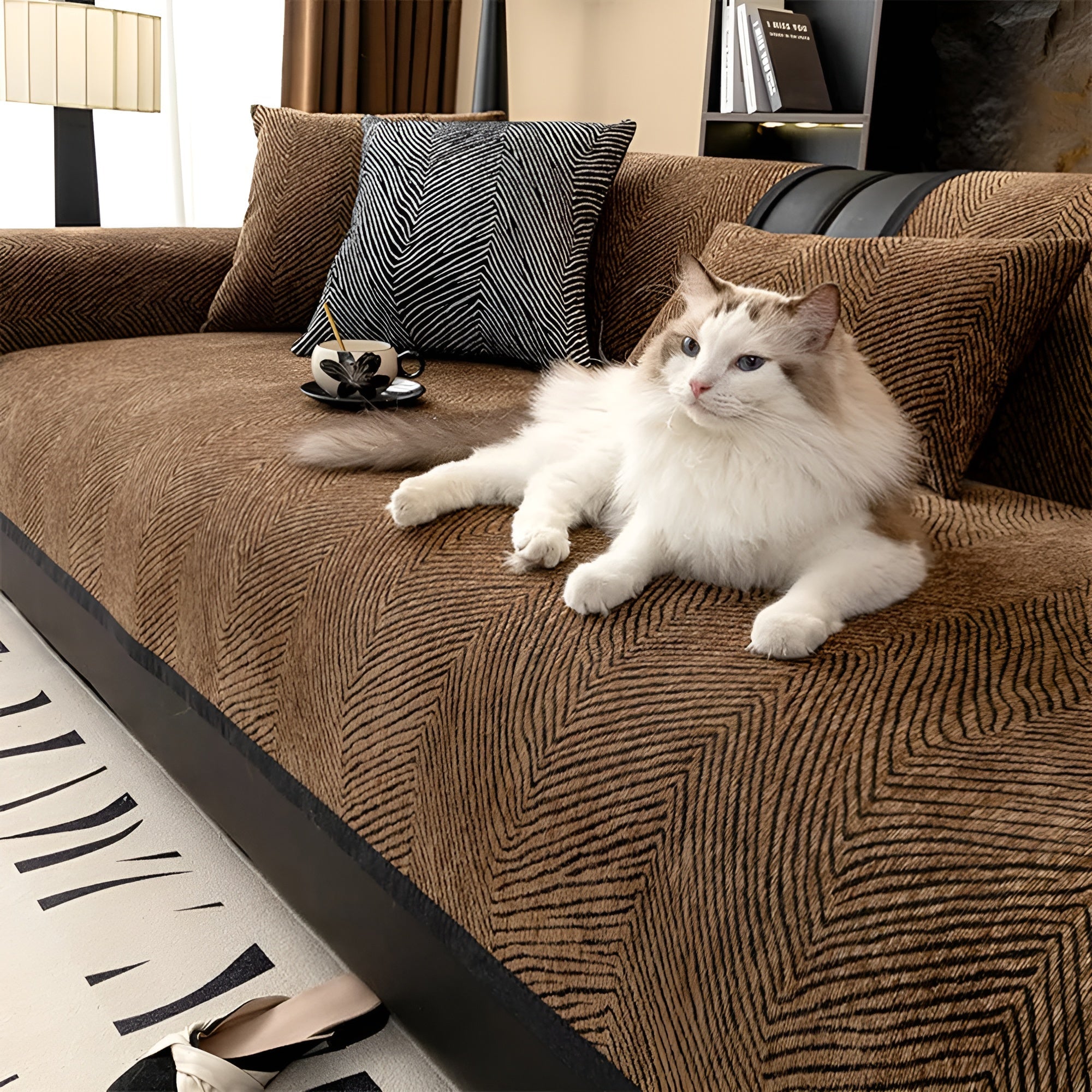 Velvona Sofabezug | Plüschiges Chenille-Material | Weich, Langlebig & Pflegeleicht | Baum-Design