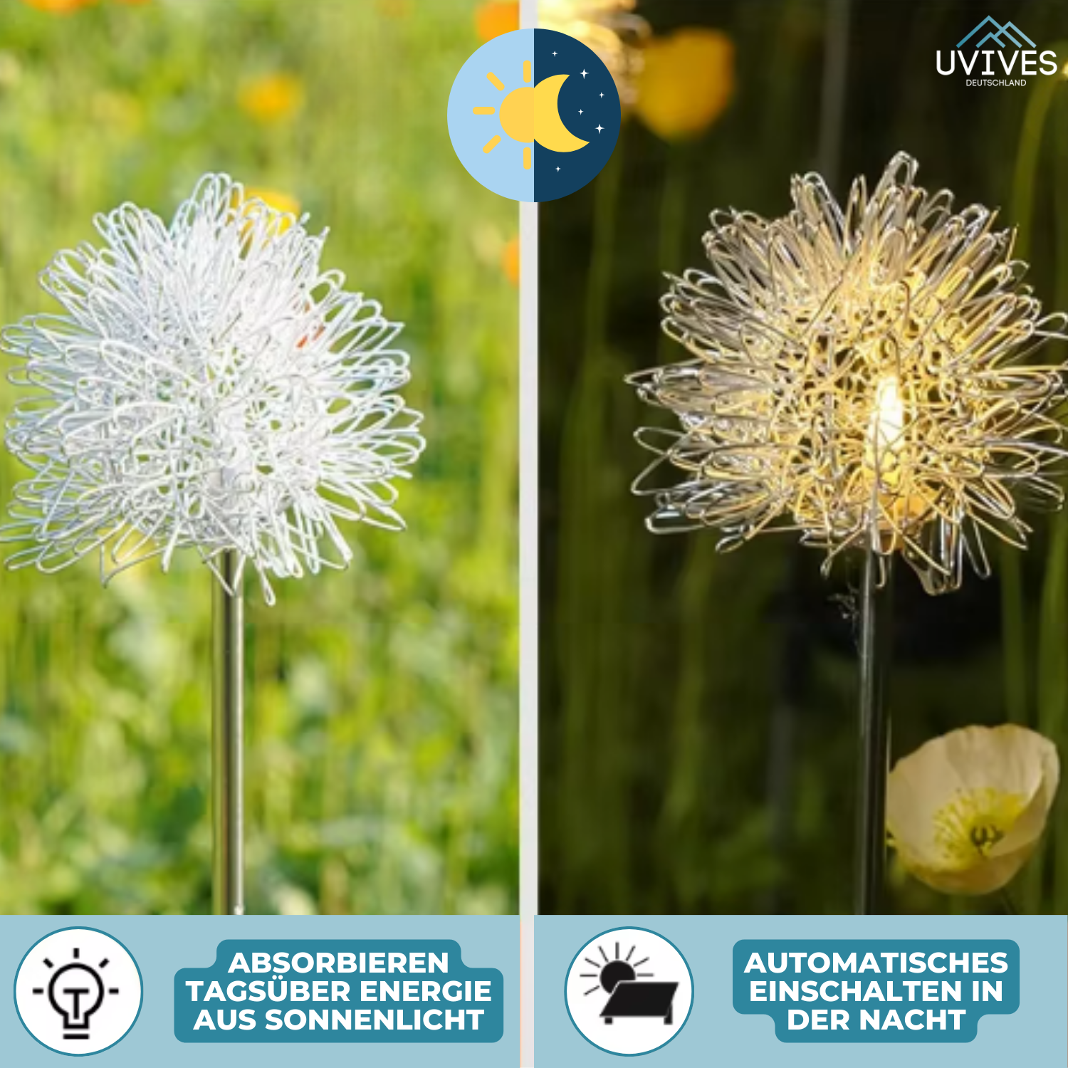TwinklePuff - Wasserdichte Solar-Gartenleuchte im Pusteblumen-Design