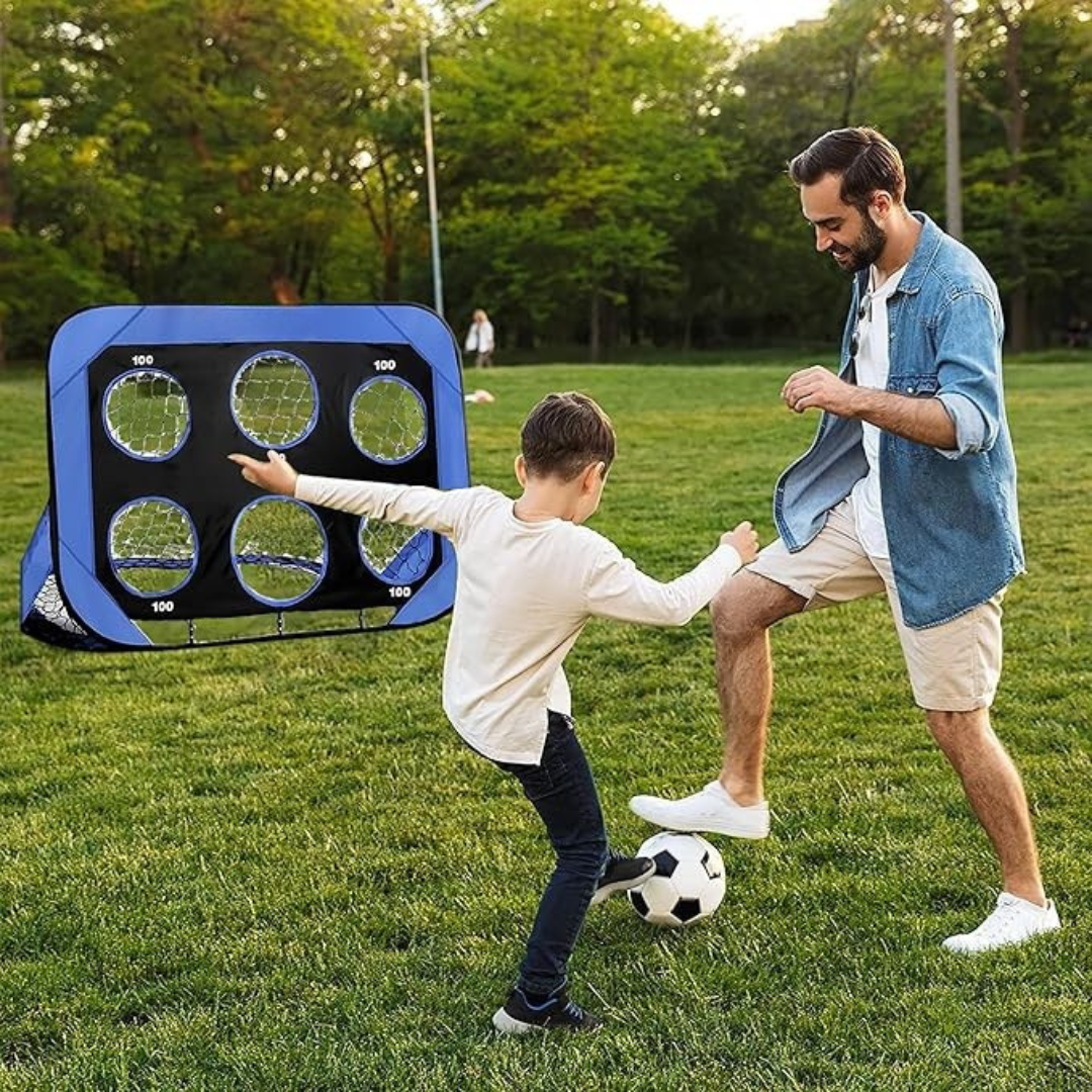 GoalMaster Fußballtor für Kinder | Faltbar & Tragbar | 4-in-1 Trainingsziel | 120x80x80 cm