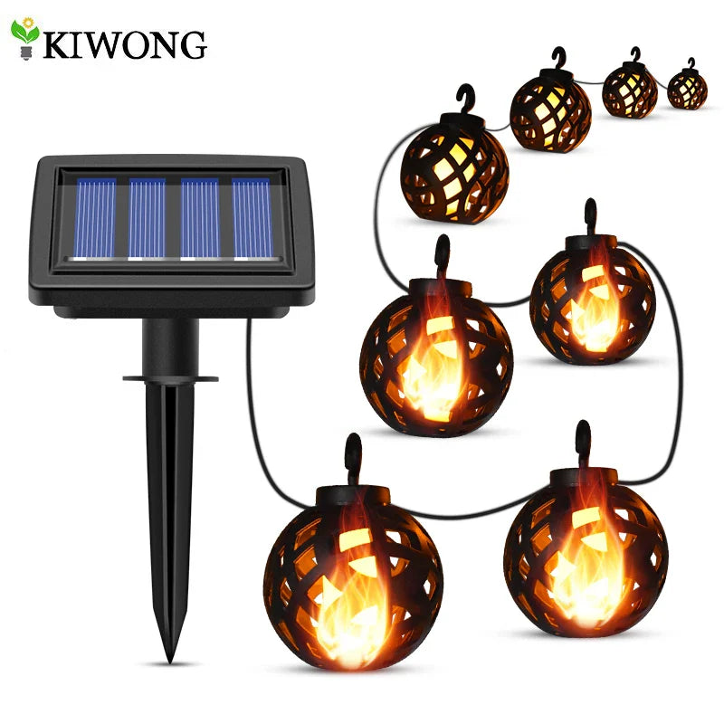 LumenGlow Solar Lichterkette | Flackernde LED-Kerzen | Solarbetrieben | Wetterfest | 8 Laternen