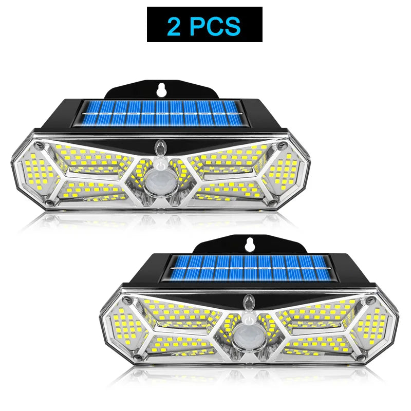LuminoGuard | Solar LED Wandleuchte | 158 LEDs Bewegungsmelder | IP65 Wetterfest