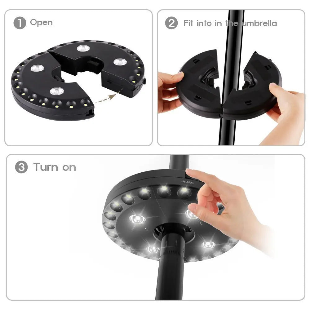 LightClip Schirmlicht | Kabellos & 3 Helligkeitsstufen | Für Garten & Camping