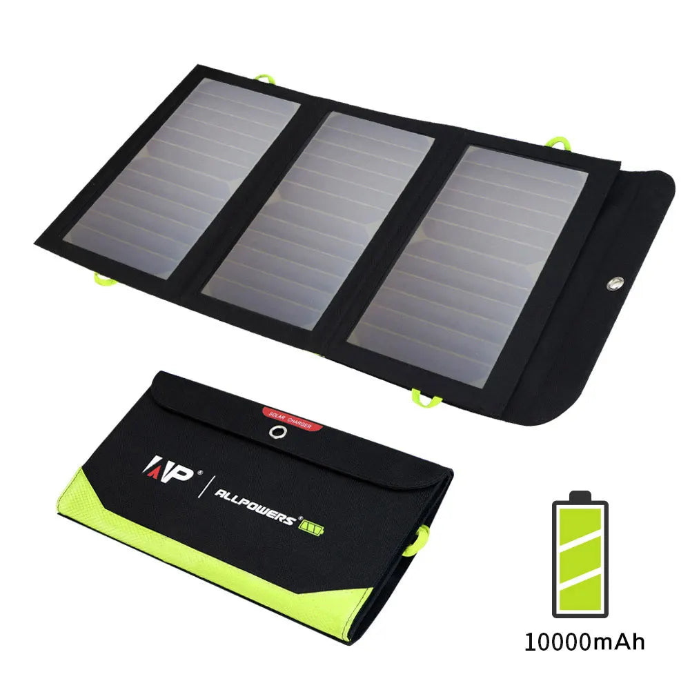 PowerSolar 21 | Kompaktes Solarladegerät | 10.000mAh Akku | Dual USB + USB-C Schnellladung | Faltbar & Wasserdicht