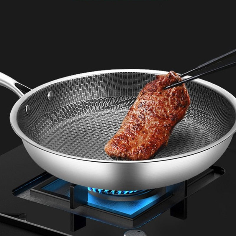 ChefLuxe | Edelstahl-Antihaft-Bratpfanne | Wabenstruktur | Ergonomischer Griff