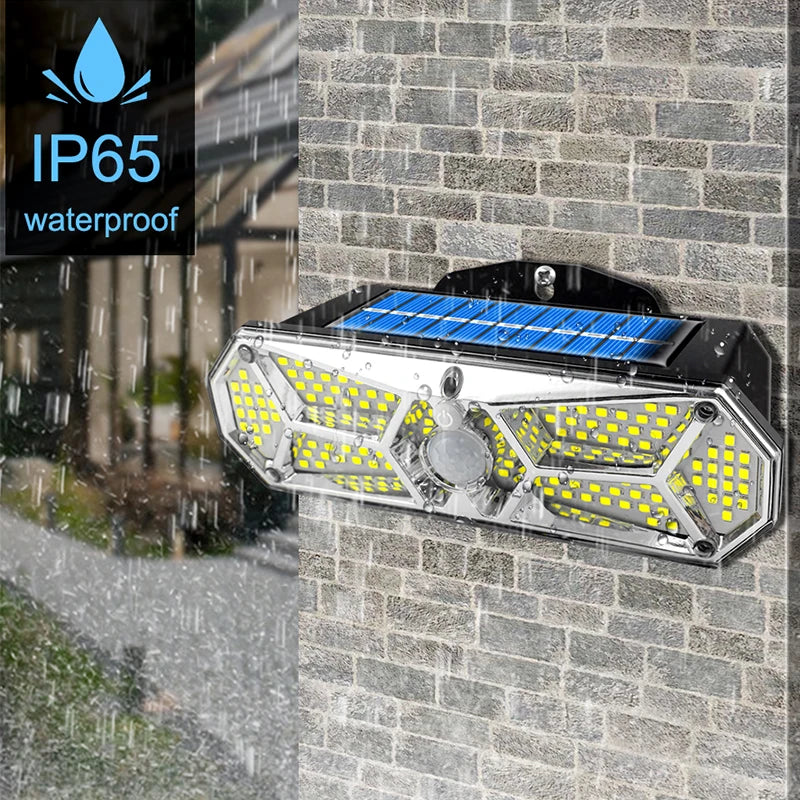 LuminoGuard | Solar LED Wandleuchte | 158 LEDs Bewegungsmelder | IP65 Wetterfest