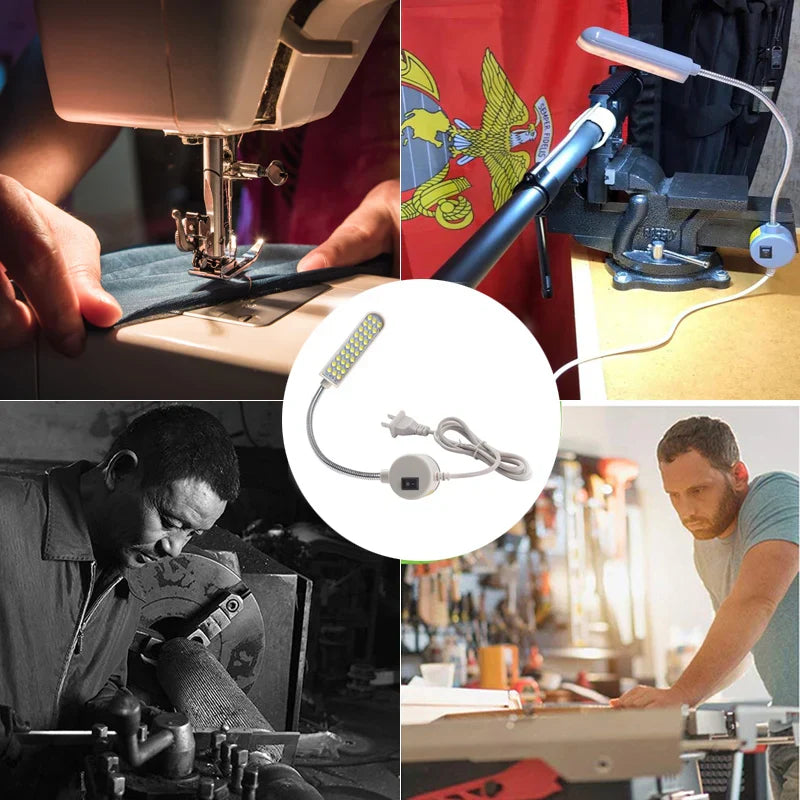 BrightFlex LED-Arbeitsleuchte | Magnetischer Standfuß | Flexibler Schwanenhals | Präzisionsbeleuchtung für Werkstatt & Nähmaschinen