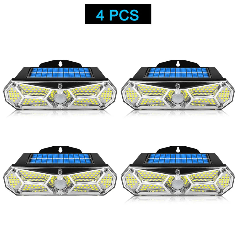 LuminoGuard | Solar LED Wandleuchte | 158 LEDs Bewegungsmelder | IP65 Wetterfest