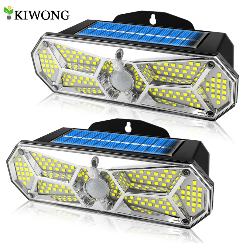 LuminoGuard | Solar LED Wandleuchte | 158 LEDs Bewegungsmelder | IP65 Wetterfest