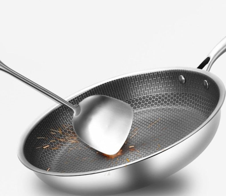 ChefLuxe | Edelstahl-Antihaft-Bratpfanne | Wabenstruktur | Ergonomischer Griff